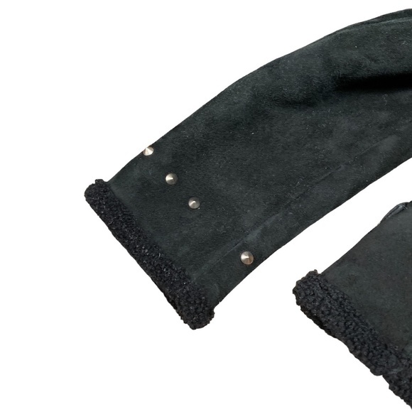 Vintage 90s Gianni  Versace Studded Suede Leather Sherpa Jacket Womens 40 - Picture 11 of 16